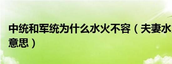 中统和军统为什么水火不容（夫妻水火不容的意思）