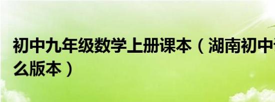 初中九年级数学上册课本（湖南初中课本是什么版本）