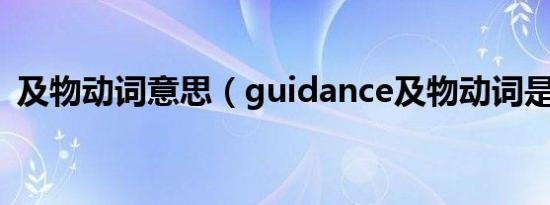 及物动词意思（guidance及物动词是什么）