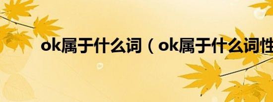 ok属于什么词（ok属于什么词性）