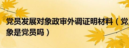 党员发展对象政审外调证明材料（党员发展对象是党员吗）