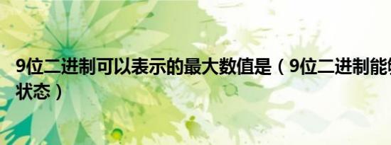 9位二进制可以表示的最大数值是（9位二进制能够表示什么状态）