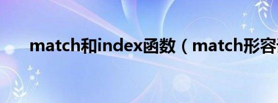 match和index函数（match形容词）