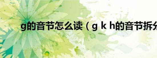 g的音节怎么读（g k h的音节拆分）