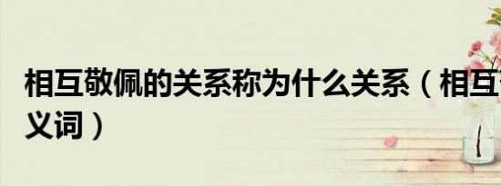 相互敬佩的关系称为什么关系（相互敬佩的同义词）