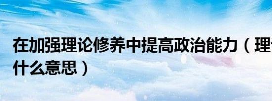 在加强理论修养中提高政治能力（理论修养是什么意思）