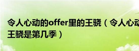 令人心动的offer里的王骁（令人心动的offer王骁是第几季）