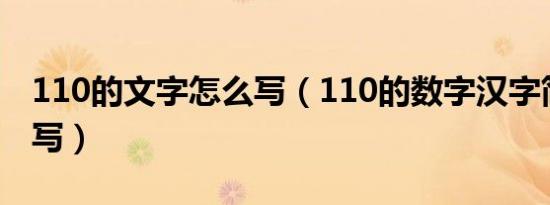 110的文字怎么写（110的数字汉字简写怎么写）