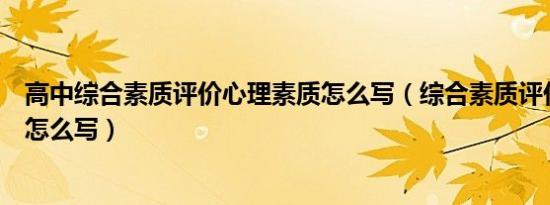 高中综合素质评价心理素质怎么写（综合素质评价应挫心理怎么写）