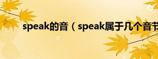 speak的音（speak属于几个音节）