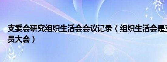 支委会研究组织生活会会议记录（组织生活会是支委还是党员大会）