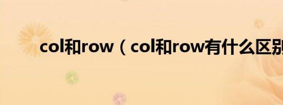 col和row（col和row有什么区别）