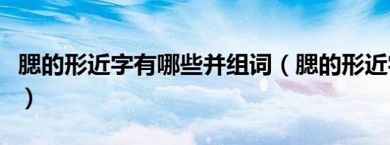 腮的形近字有哪些并组词（腮的形近字有哪些）