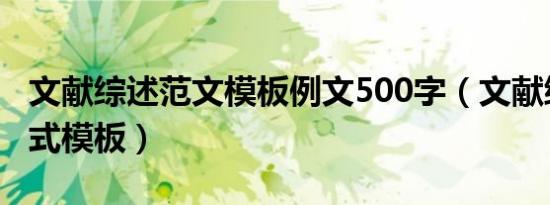 文献综述范文模板例文500字（文献综述的格式模板）