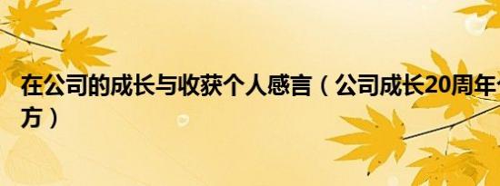 在公司的成长与收获个人感言（公司成长20周年个人感言官方）