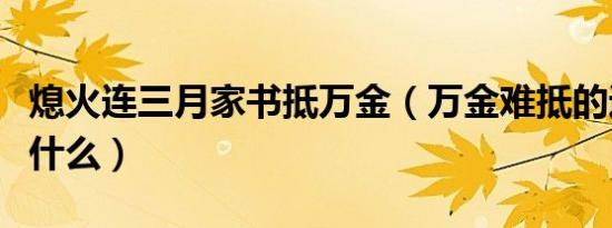 熄火连三月家书抵万金（万金难抵的近义词有什么）