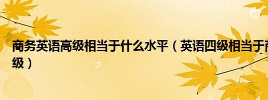 商务英语高级相当于什么水平（英语四级相当于商务英语几级）