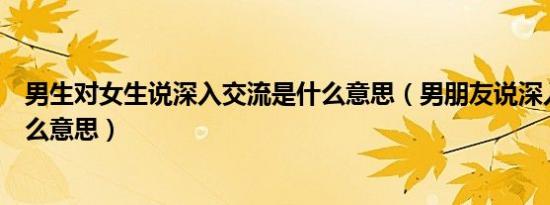 男生对女生说深入交流是什么意思（男朋友说深入交流是什么意思）