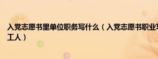 入党志愿书里单位职务写什么（入党志愿书职业写务工还是工人）