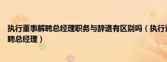 执行董事解聘总经理职务与辞退有区别吗（执行董事如何解聘总经理）