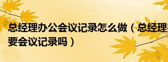 总经理办公会议记录怎么做（总经理办公会需要会议记录吗）