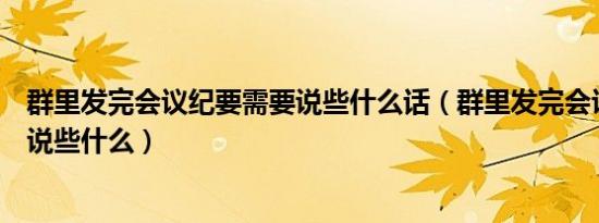 群里发完会议纪要需要说些什么话（群里发完会议纪要需要说些什么）