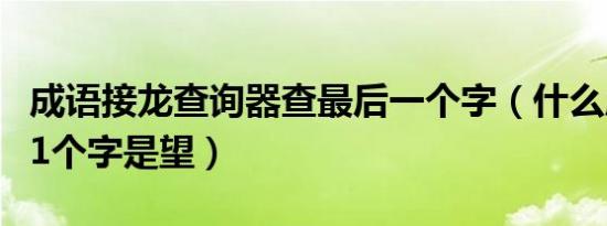 成语接龙查询器查最后一个字（什么成语最后1个字是望）