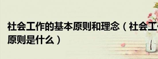 社会工作的基本原则和理念（社会工作的基本原则是什么）