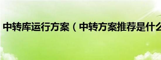 中转库运行方案（中转方案推荐是什么意思）