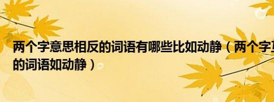 两个字意思相反的词语有哪些比如动静（两个字互为反义词的词语如动静）