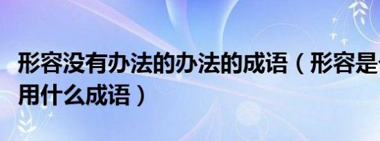 形容没有办法的办法的成语（形容是个好办法用什么成语）