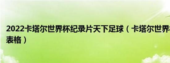 2022卡塔尔世界杯纪录片天下足球（卡塔尔世界杯当地时间表格）