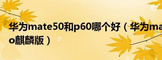 华为mate50和p60哪个好（华为mate50 pro麒麟版）