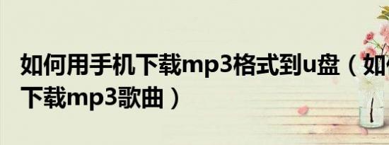 如何用手机下载mp3格式到u盘（如何用手机下载mp3歌曲）