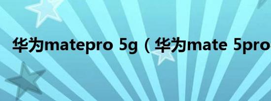 华为matepro 5g（华为mate 5pro参数）