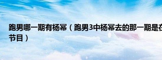 跑男哪一期有杨幂（跑男3中杨幂去的那一期是在哪里录的节目）