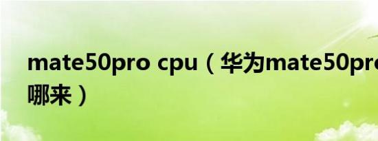 mate50pro cpu（华为mate50pro芯片从哪来）