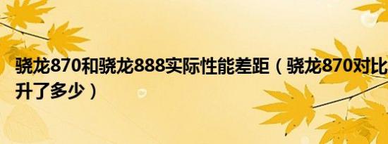 骁龙870和骁龙888实际性能差距（骁龙870对比865性能提升了多少）