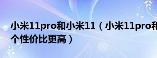 小米11pro和小米11（小米11pro和米11哪个性价比更高）