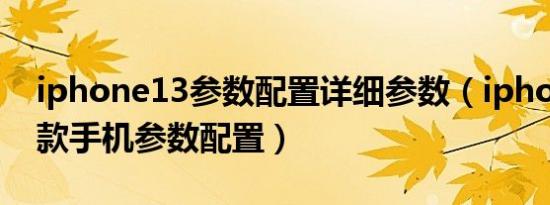 iphone13参数配置详细参数（iphone13四款手机参数配置）