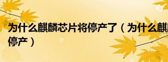 为什么麒麟芯片将停产了（为什么麒麟芯片将停产）