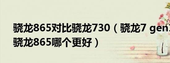 骁龙865对比骁龙730（骁龙7 gen1芯片和骁龙865哪个更好）