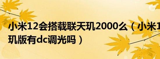 小米12会搭载联天玑2000么（小米12 pro天玑版有dc调光吗）