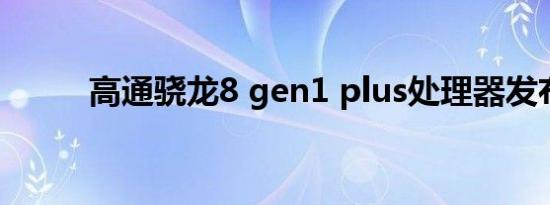 高通骁龙8 gen1 plus处理器发布