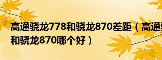 高通骁龙778和骁龙870差距（高通骁龙778和骁龙870哪个好）