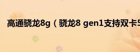 高通骁龙8g（骁龙8 gen1支持双卡5g吗）