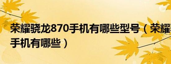 荣耀骁龙870手机有哪些型号（荣耀骁龙870手机有哪些）