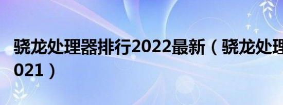 骁龙处理器排行2022最新（骁龙处理器排行2021）