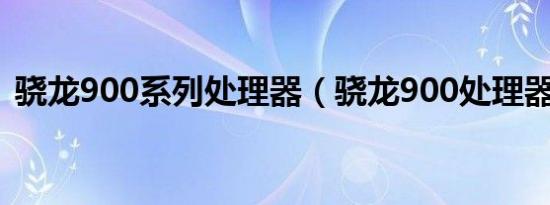 骁龙900系列处理器（骁龙900处理器参数）