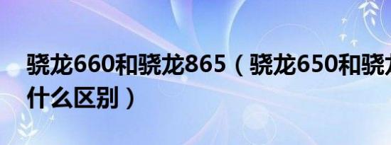 骁龙660和骁龙865（骁龙650和骁龙865有什么区别）